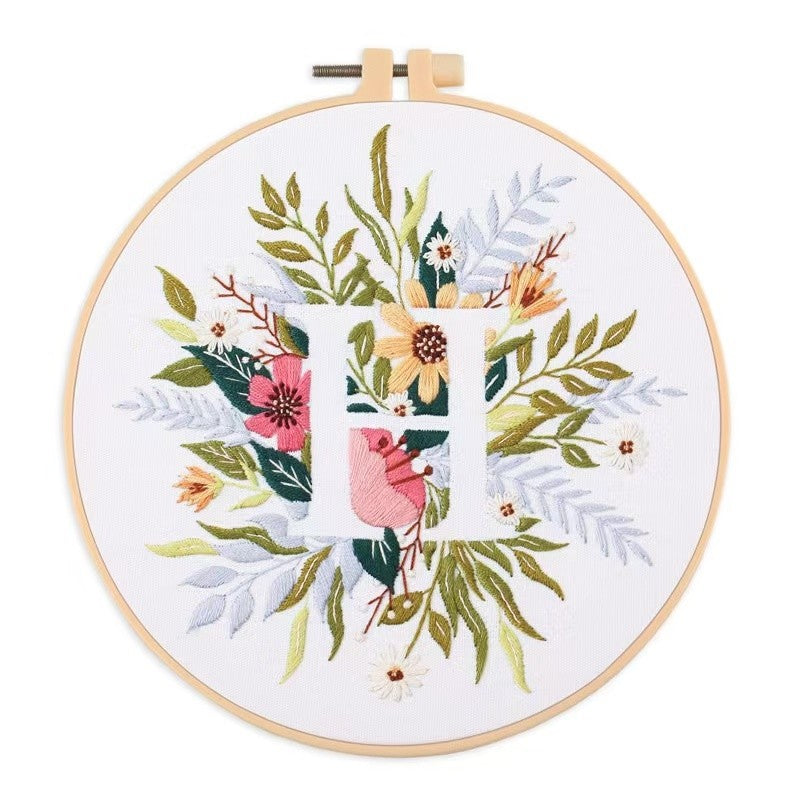 Floral Initials DIY Hand Embroidery Kit