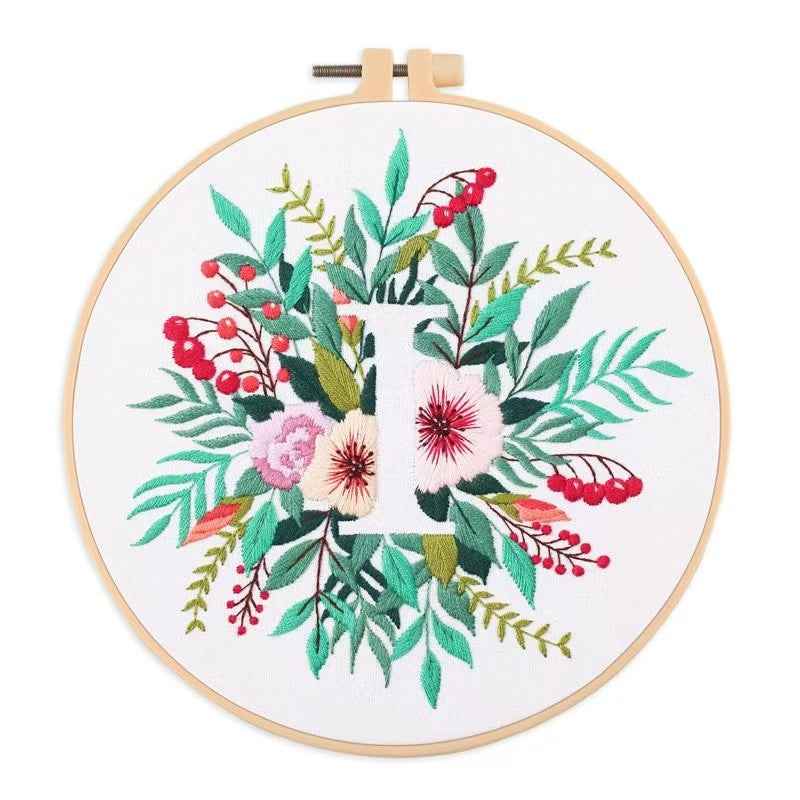 Floral Initials DIY Hand Embroidery Kit