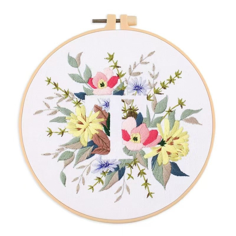 Floral Initials DIY Hand Embroidery Kit