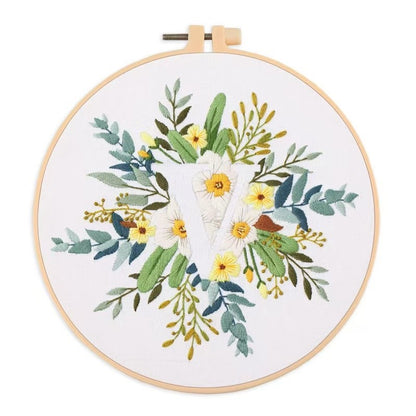 Floral Initials DIY Hand Embroidery Kit