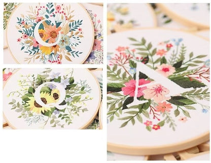 Floral Initials DIY Hand Embroidery Kit