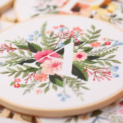 Floral Initials DIY Hand Embroidery Kit