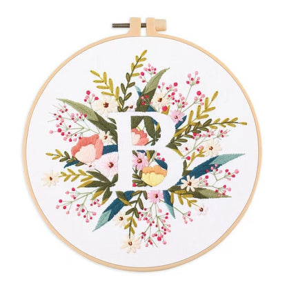 Floral Initials DIY Hand Embroidery Kit