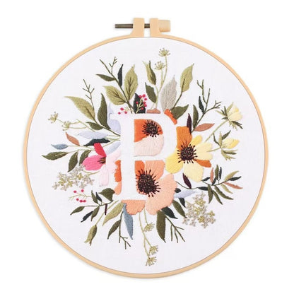 Floral Initials DIY Hand Embroidery Kit