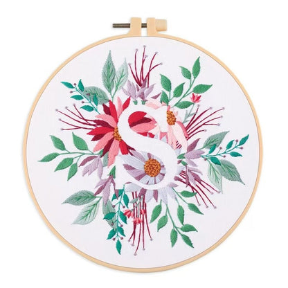 Floral Initials DIY Hand Embroidery Kit