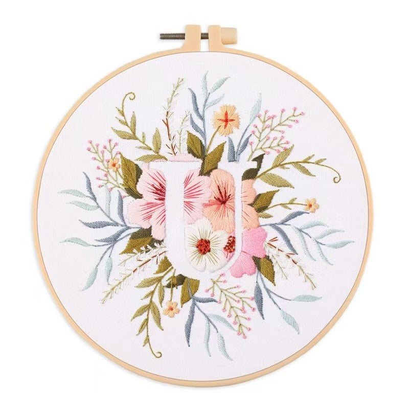 Floral Initials DIY Hand Embroidery Kit