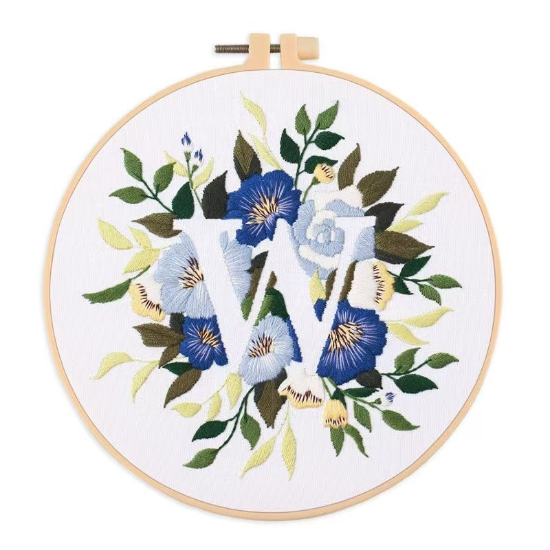 Floral Initials DIY Hand Embroidery Kit