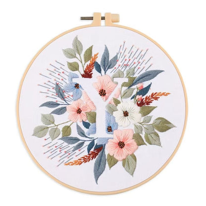 Floral Initials DIY Hand Embroidery Kit