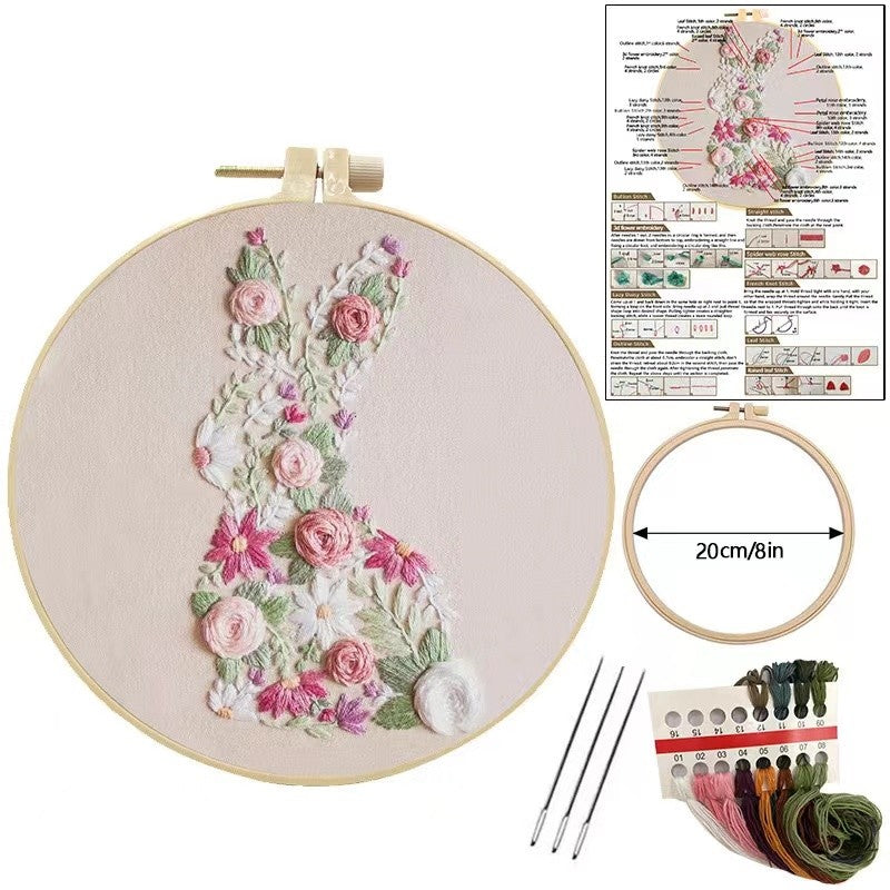 Floral Rabbit Hand Embroidery Kit