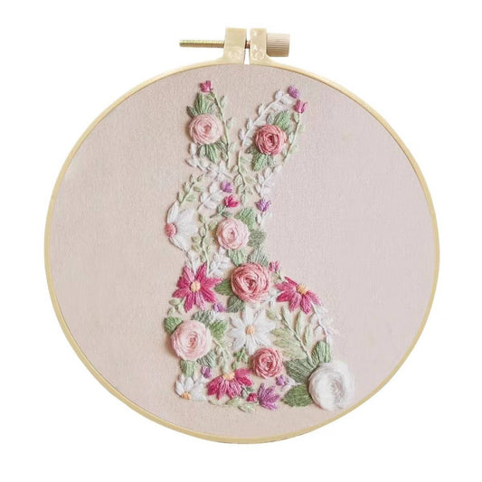 Floral Rabbit Hand Embroidery Kit