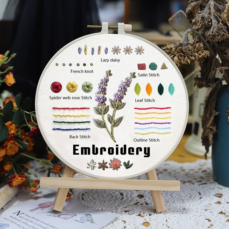 Floral Stitch Sample Embroidery Start Kit for beginner to learn basic stitches