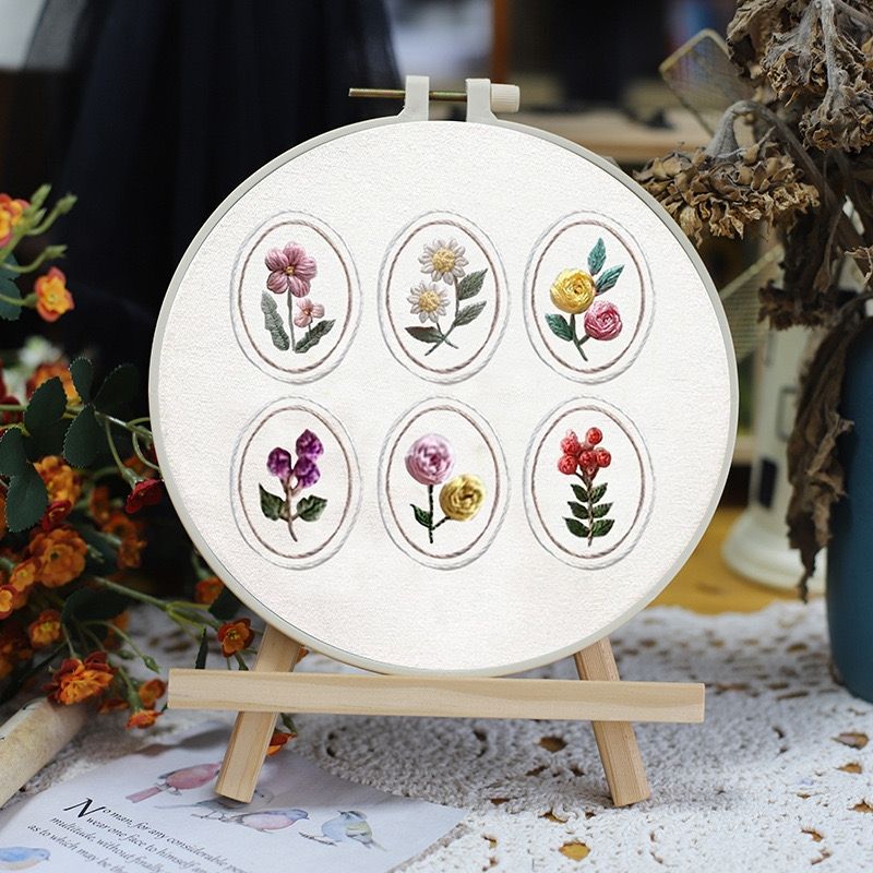 Floral Stitch Sample Embroidery Start Kit for beginner to learn basic stitches