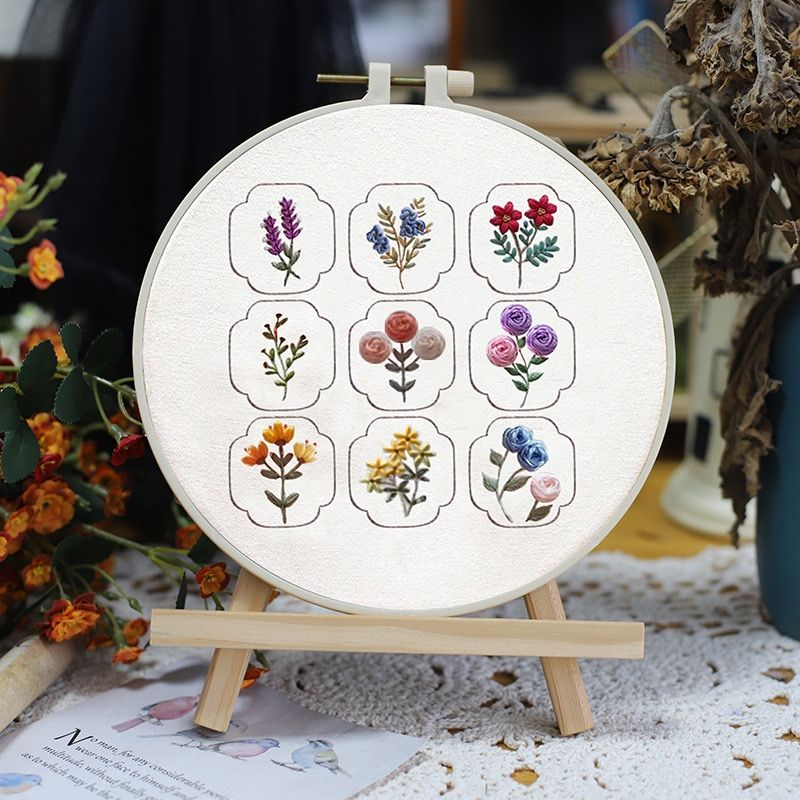 Floral Stitch Sample Embroidery Start Kit for beginner to learn basic stitches