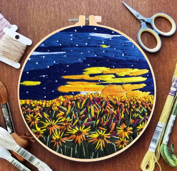 Flower Field DIY Embroidery Kit