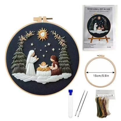 Nativity Scene Embroidery Kit: DIY Christian Christmas Craft