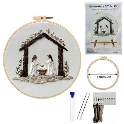 Nativity Scene Embroidery Kit: DIY Christian Christmas Craft