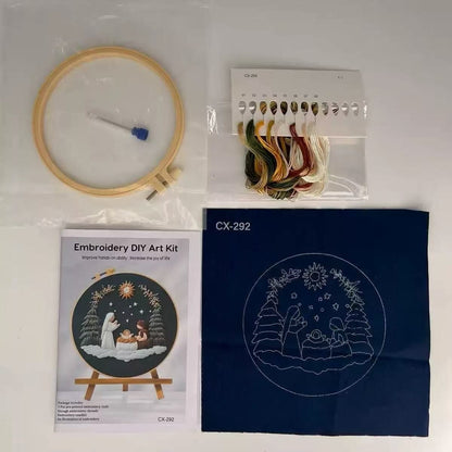 Nativity Scene Embroidery Kit: DIY Christian Christmas Craft