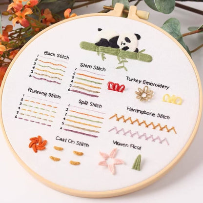 Panda Stitch Sampler Hand Embroidery Start Kit Bundle