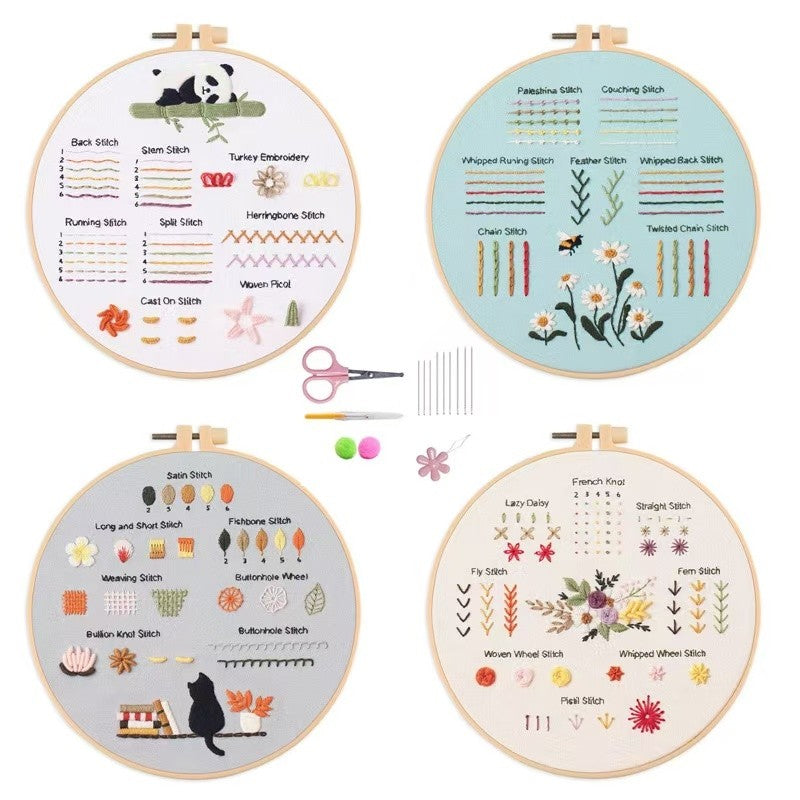 Panda Stitch Sampler Hand Embroidery Start Kit Bundle