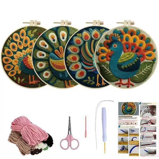 Peacock Punch Needle Kit