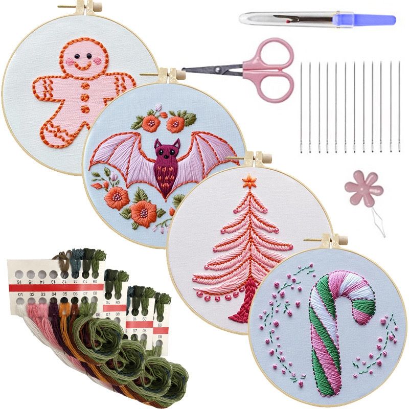 Pink Holiday Embroidery Kit