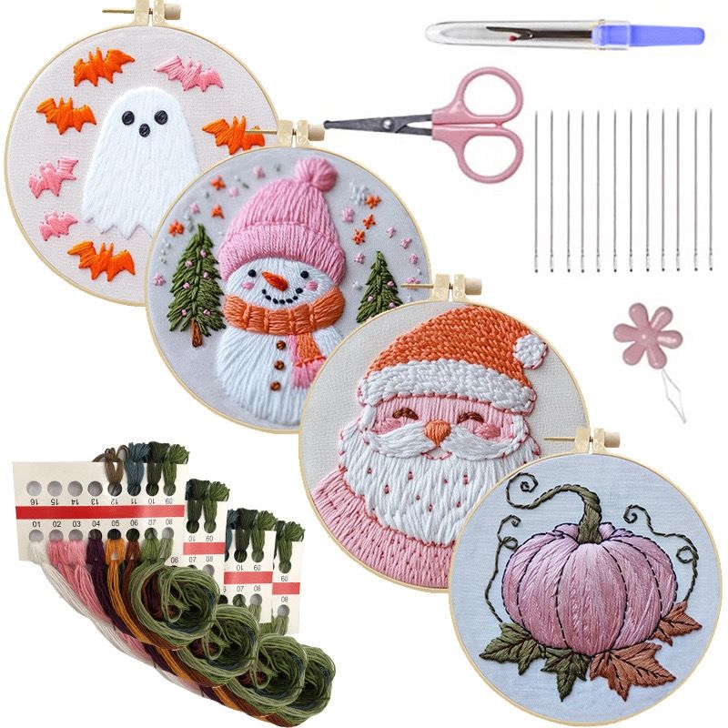 Pink Holiday Embroidery Kit