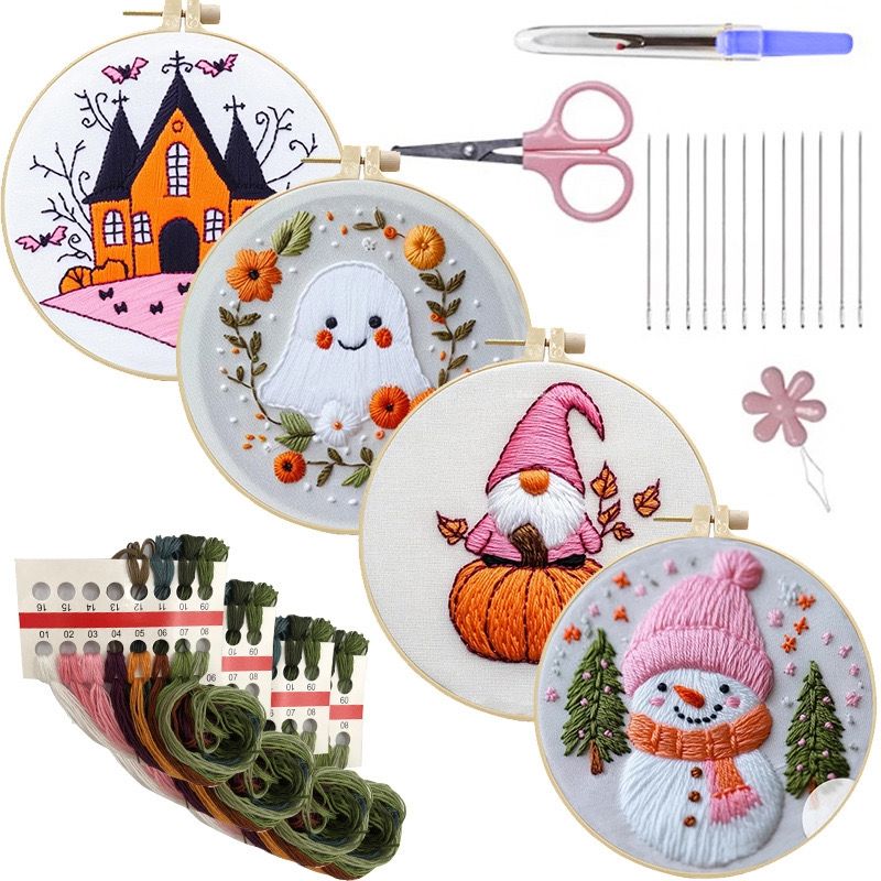 Pink Holiday Embroidery Kit