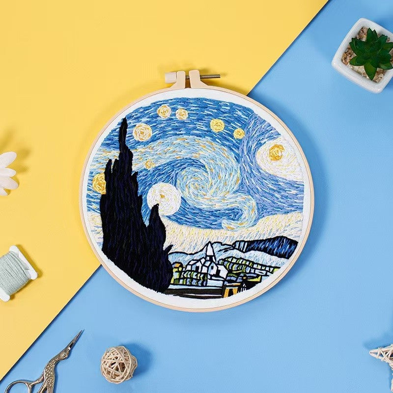 Starry Night Series DIY Hand Embroidery Kits inspired by Vincent Van Gogh