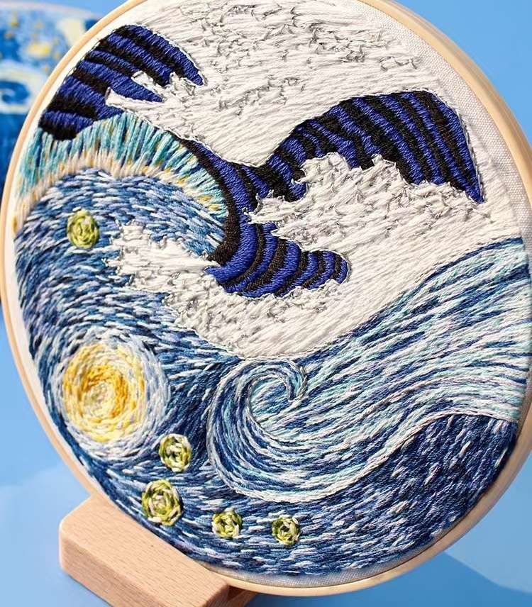 Starry Night Series DIY Hand Embroidery Kits inspired by Vincent Van Gogh