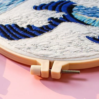 embroidery hoop display for the Starry Night Series DIY Hand Embroidery Kits inspired by Vincent Van Gogh