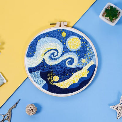 Starry Night Series DIY Hand Embroidery Kits inspired by Vincent Van Gogh