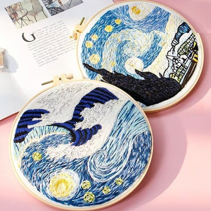 Starry Night Series DIY Hand Embroidery Kits inspired by Vincent Van Gogh