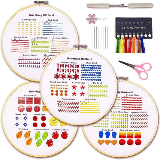 Stitch Sampler Embroidery Beginner Start Kit to learn basic stitches