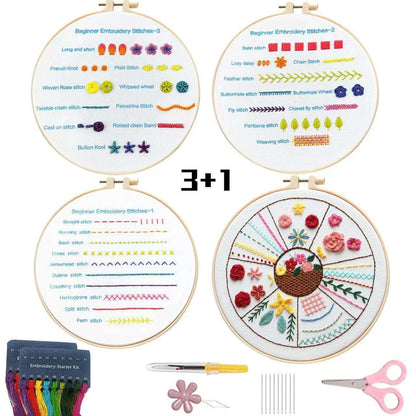 Stitch Sampler Embroidery Start Kit | 4 in Bundle