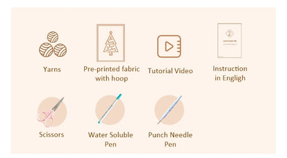 image displaying packing list of the Wildflower Punch Needle Kit