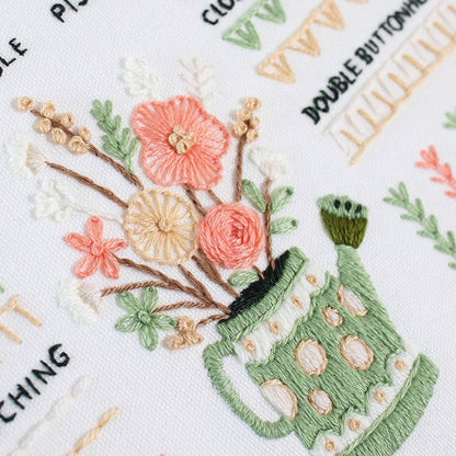 close-up of the full Enjoy Your Life Embroidery Starter Kit Bundle for beginner