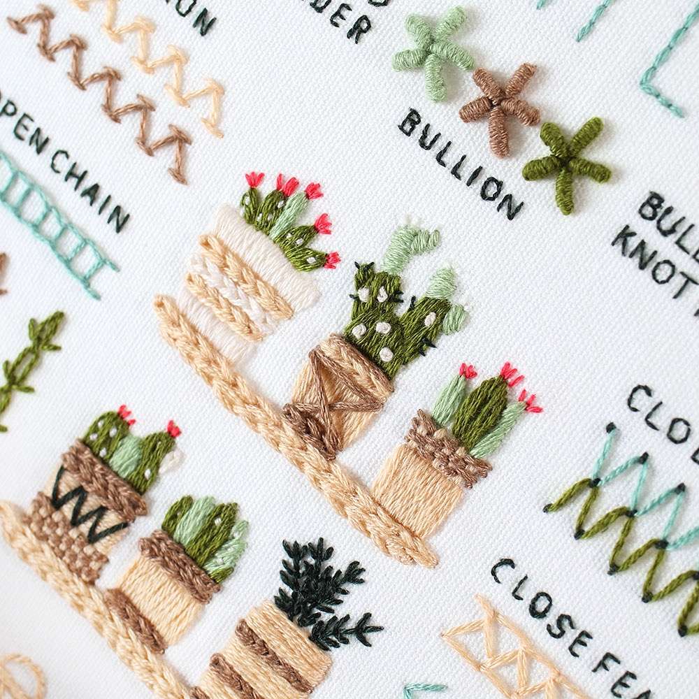 close-up of the full Enjoy Your Life Embroidery Starter Kit Bundle for beginner