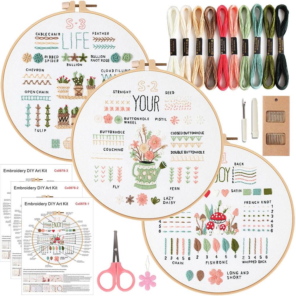 full Enjoy Your Life Embroidery Starter Kit Bundle for beginners