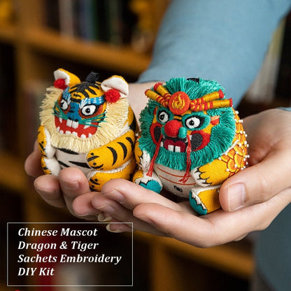 Dragon and Tiger Amulet Sachet | DIY Embroidery Kit