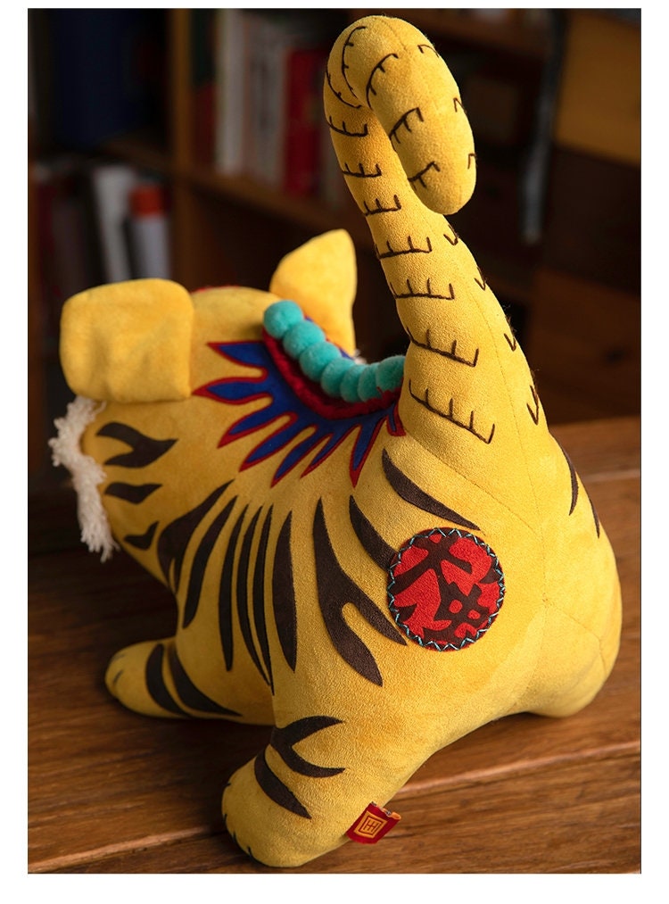 Tiger King | Handmade Embroidery Cloth Tiger Toy Doll Chinese Auspicious Lucky Signs Tiger Year New Year Creative Gift Best Wish Doll