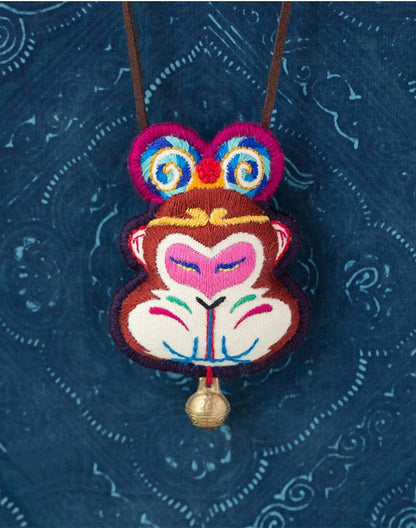 Monkey King Hand-Embroidered Amulet