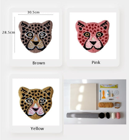 Leopard / Beginners DIY Punch Needle Kit/Handmade Jaguar Woolen Yarn Wall Hanging Tapestry Cushion Craft Adullt/Kids Start Kit Punch Needle