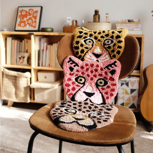 Leopard / Beginners DIY Punch Needle Kit/Handmade Jaguar Woolen Yarn Wall Hanging Tapestry Cushion Craft Adullt/Kids Start Kit Punch Needle