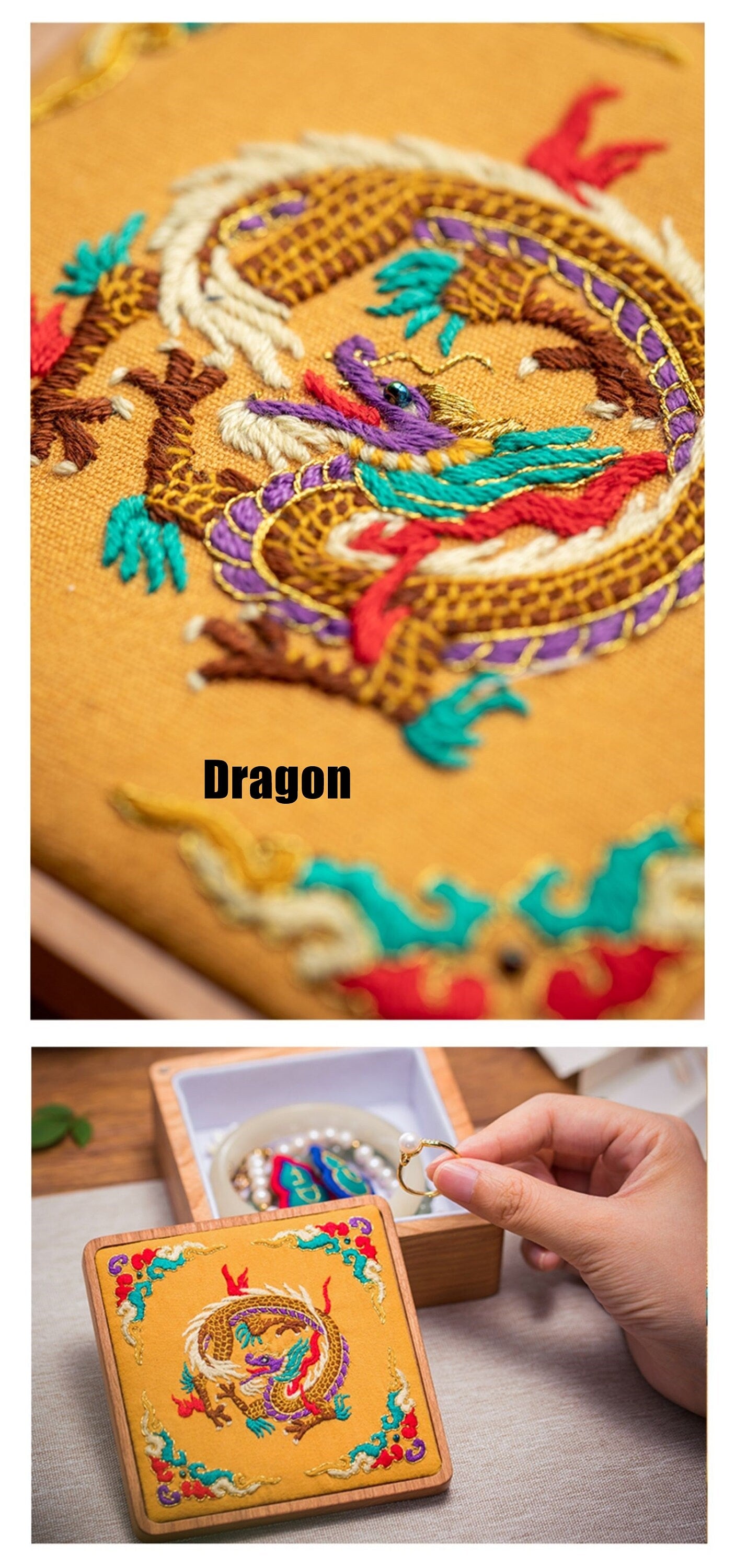 Auspicious Animals Jewelry Box Hand Embroidery DIY Kit