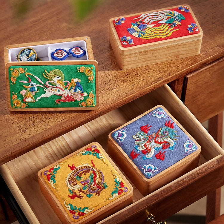 Auspicious Animals Jewelry Box Hand Embroidery DIY Kit