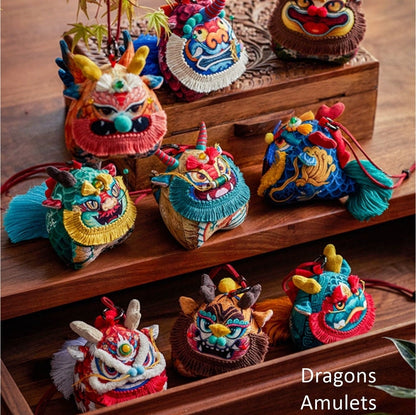 Nine Sons of the Dragon King Hand Embroidered Sachet Fortune Charm