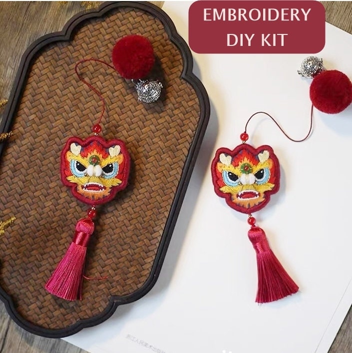 Mini Dragon Amulet Fortune Charm DIY Embroidery Kit