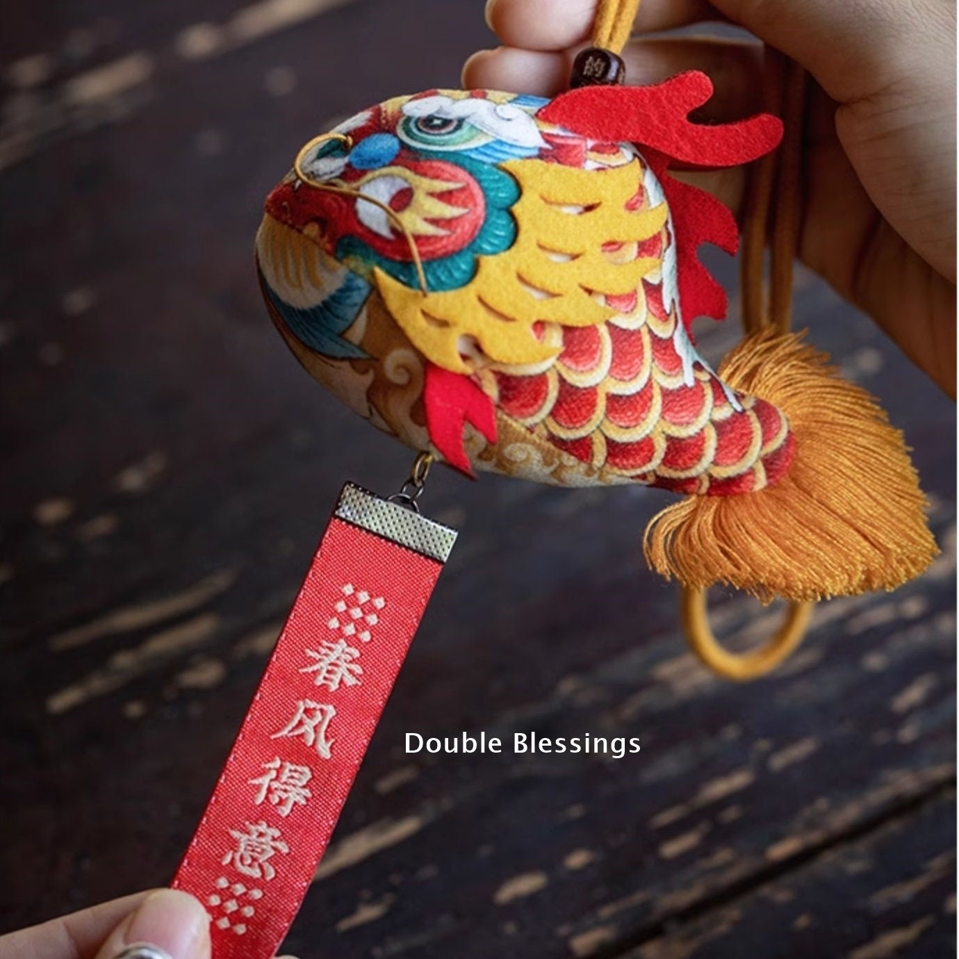 Dragon Fish Embroidery Amulet | Finished Version