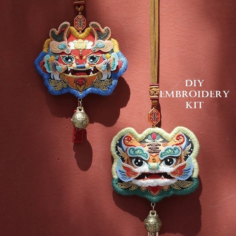 Dragon & Tiger Amulet, DIY Embroidery Kit